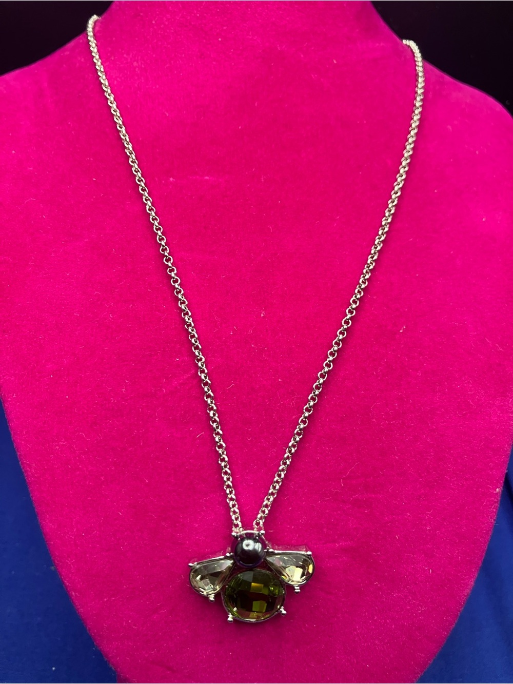 Lia Sophia Bumble Bee Necklace with Olive Green and Light Green Crystals